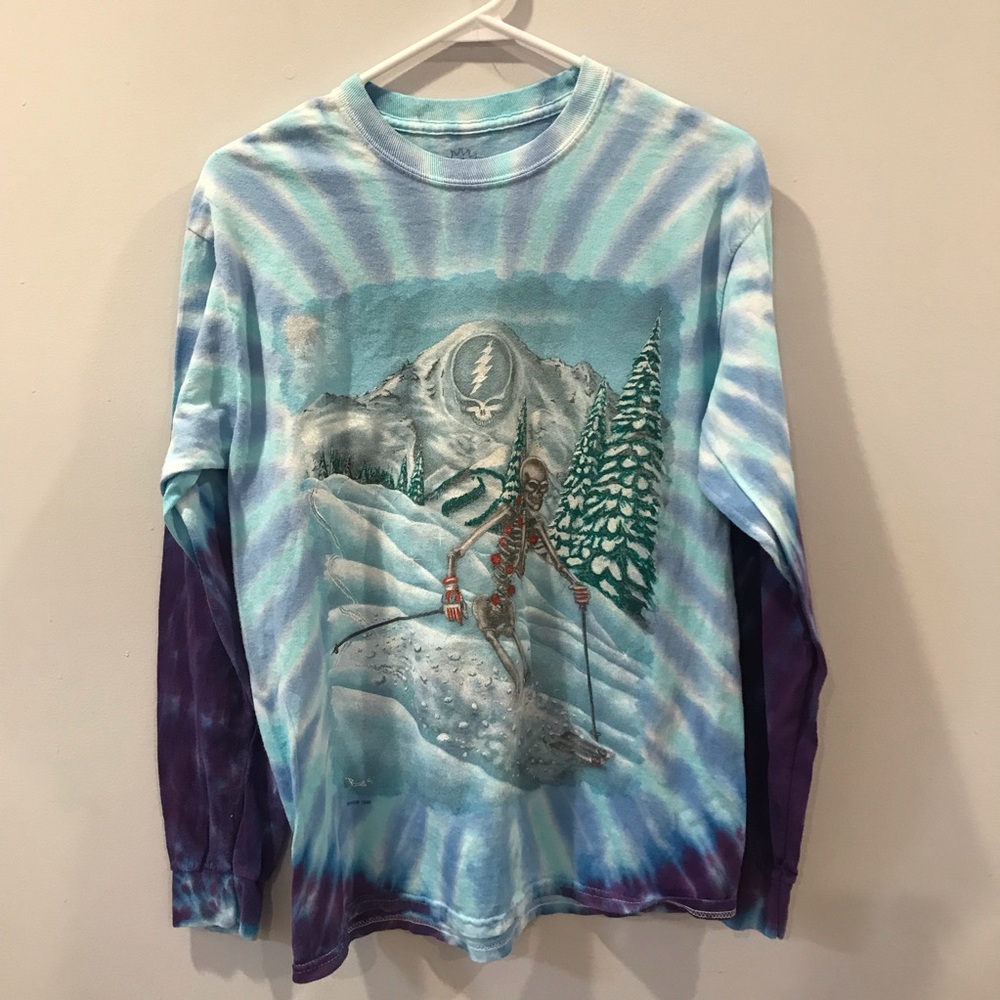 Grateful Dead 1995 Ski Your Face Off Mountain Tie Dye Long Sleeve Vintage Shirt - Picture 2 of 11